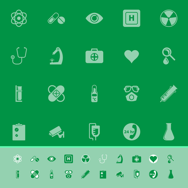 Ícones de cor geral do hospital no fundo verde
 - Vetor, Imagem