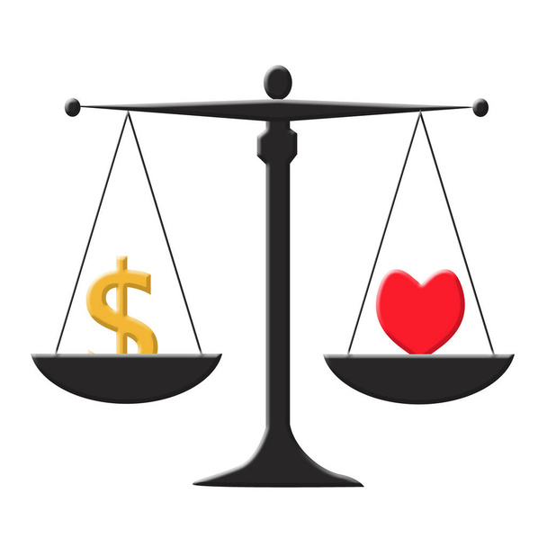 El dinero no puede comprar el amor en el fondo blanco, ilustración 3D - Foto, Imagen