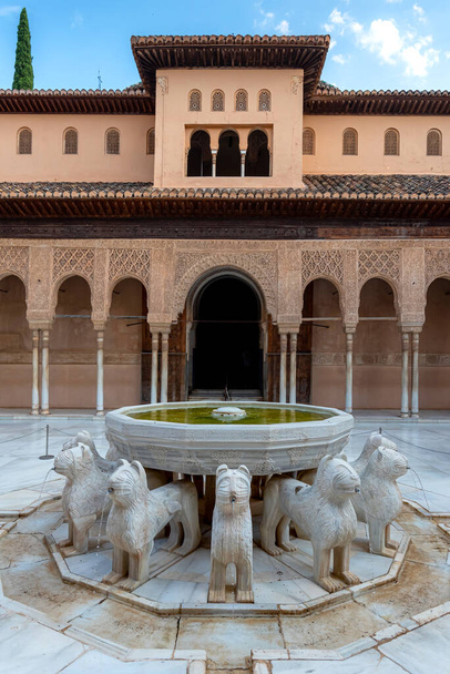 Court of Lions in Alhambra palace, Granada, Spain - Photo, Image