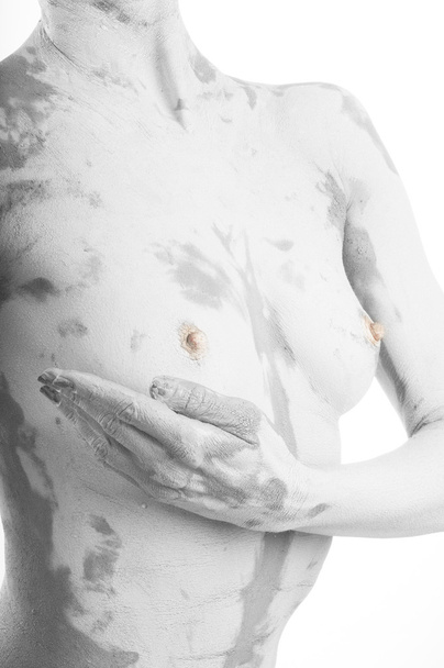 Female breast with clay therapy - Фото, зображення