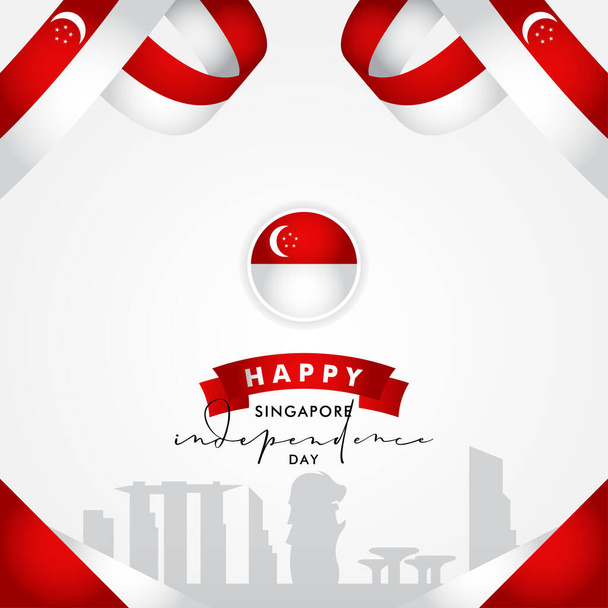 Ilustración del diseño vectorial del día de la independencia de Singapur para celebrar el momento - Vector, Imagen