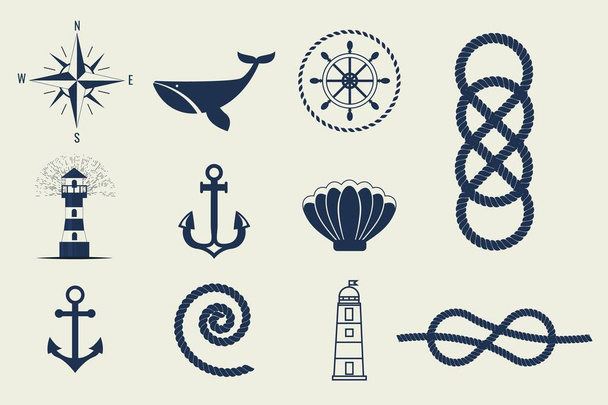 Ilustracja symboli żeglarskich i ikon wektora - Wektor, obraz