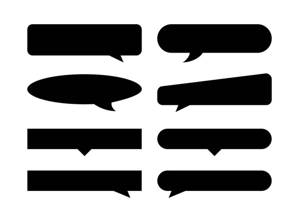 burbuja de voz negro forma horizontal aislada en blanco, muchas formas de burbuja de discurso de marco horizontal, globo de cuadro de diálogo de título de texto, símbolo de chat de discusión de espacio de copia de banner, discurso en globo de conversación - Vector, Imagen