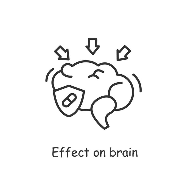 Vitamins and probiotics effect on brain icon. Nutrition, immune system, medicine and healthcare sign.  - Vector, Image