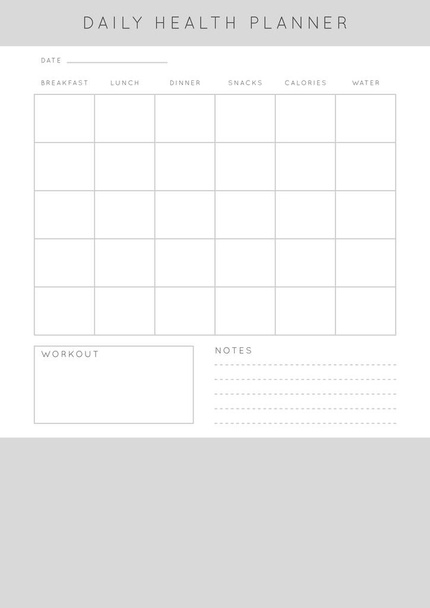 Minimalist abstract monochtome planner. Daily, weekly, monthly planner template. Blank printable vertical notebook page with space for notes and goals. - Vector, Image