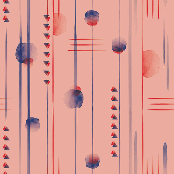 Vector czerwone niebieskie linie strzałki kropki bezszwowy wzór - Wektor, obraz