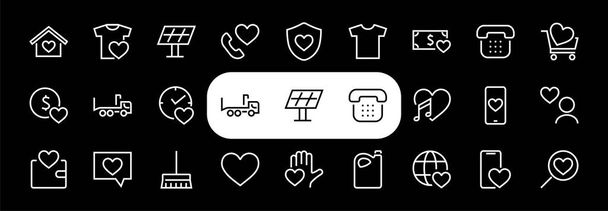 The set of icons about love contains such icons as love of music, declaration of love, heart, favorite home, Linear set. Vector on a white background. Editable stroke. 480x480 - Vector, Image