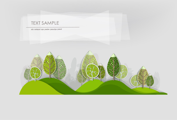 Abstract forest background made of paper stickers - Vector, imagen