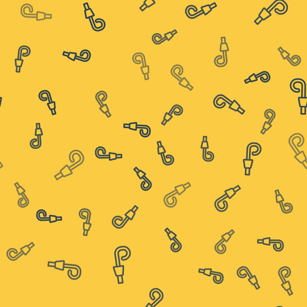 Blue line Birthday party horn icon isolated seamless pattern on yellow background. Vector - Vector, Image
