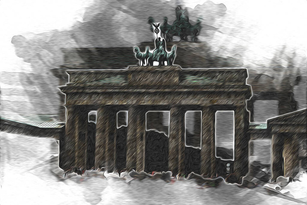 Берлин рисунок эскиз иллюстрации весело дизайн винтажного ретро - Фото, изображение