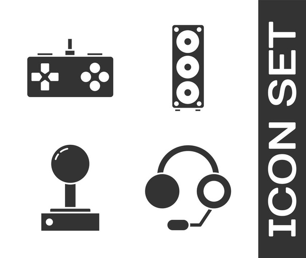 Set Headphones, Gamepad, Joystick for arcade machine and Stereo speaker icon. Vector - Vector, Image