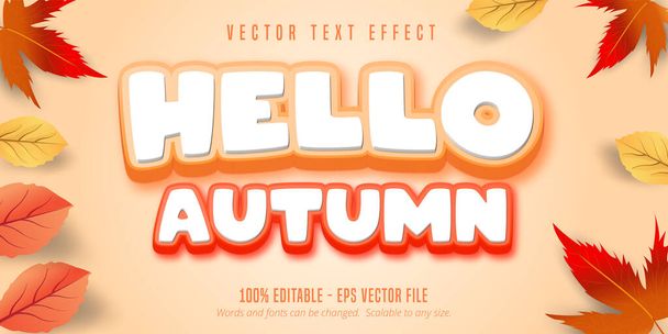 Hola texto de otoño, efecto de texto editable estilo otoño - Vector, imagen