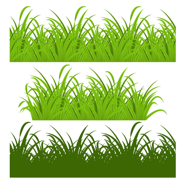 Set of fresh green grass seamless - Vector, Image