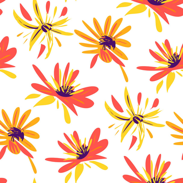 Seamless pattern  with flowers in doodle style. Vector illustration.  - ベクター画像