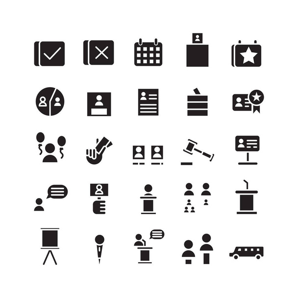 Politic icon set vector solid for website, mobile app, presentation, social media. Suitable for user interface and user experience. - Vector, Image
