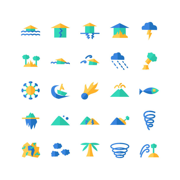 Disaster icon set vector flat for website, mobile app, presentation, social media. Suitable for user interface and user experience. - Vector, Image