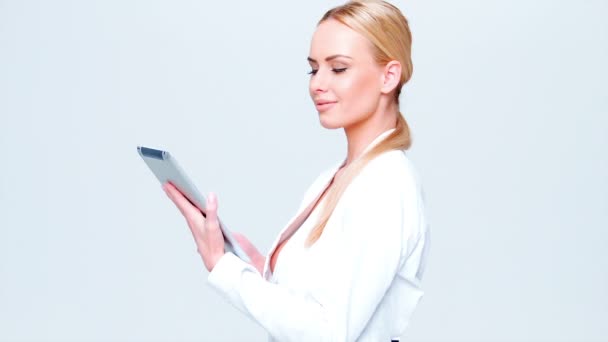 Business Woman Using Modern Touch Pad - Footage, Video