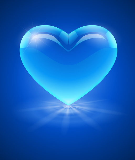 Blue glass heart - Vector, Image