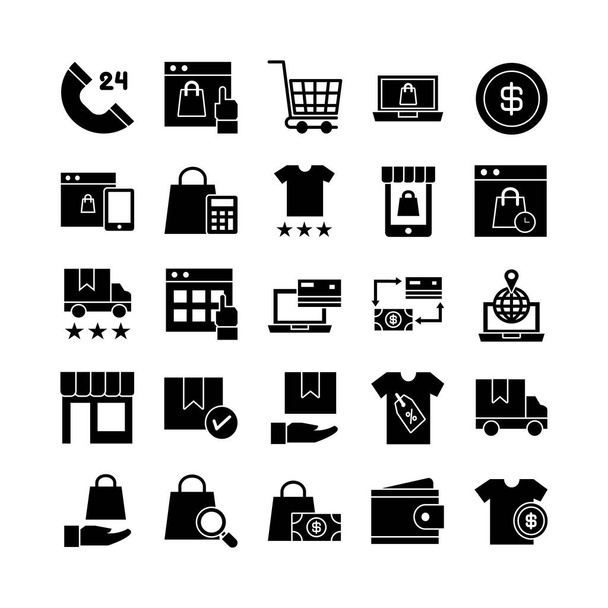 Ecommerce icon set vector solid for website, mobile app, presentation, social media. Suitable for user interface and user experience. - Vector, Image