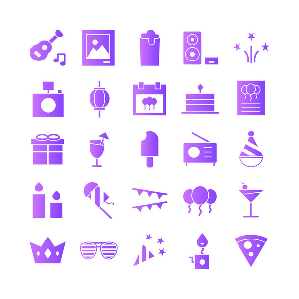 Party icon set vector gradient for website, mobile app, presentation, social media. Suitable for user interface and user experience - Vector, Image