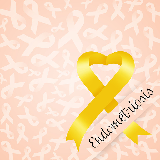 Yellow ribbon for Endometriosis - Photo, Image