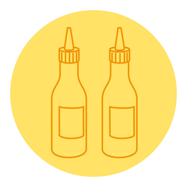ソースのボトル、ラインスタイルのアイコン - ベクター画像