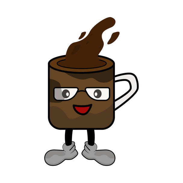 コーヒーカップキャラクター漫画。デザインテンプレートベクトル - ベクター画像