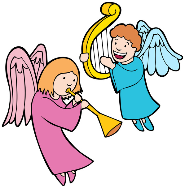 Angels Playing Instruments - Vector, imagen