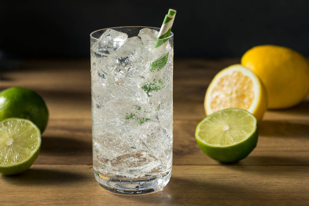 Refreshing Cold Lemon Lime Soda with a Straw - Photo, image