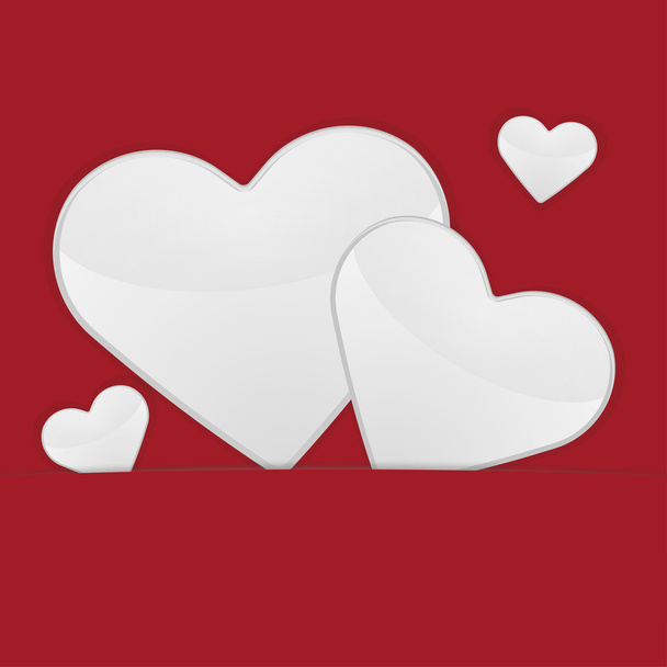 White hearts on a red background - Vector, afbeelding