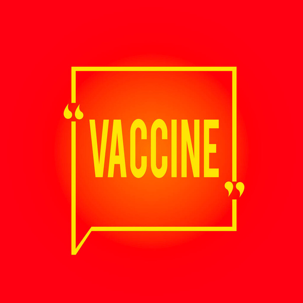 Conceptual hand writing showing Vaccine. Business photo text preparation of killed microorganisms or living attenuated organisms Square Border Outline with Bubble Quotation Mark Punctuation. - Photo, Image