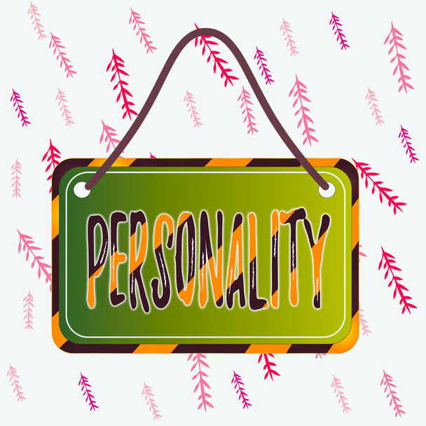 Handwriting text writing Personality. Concept meaning the condition or fact of relating to a particular an individual Board attached string color black yellow frame empty blank rectangle shape. - Photo, Image