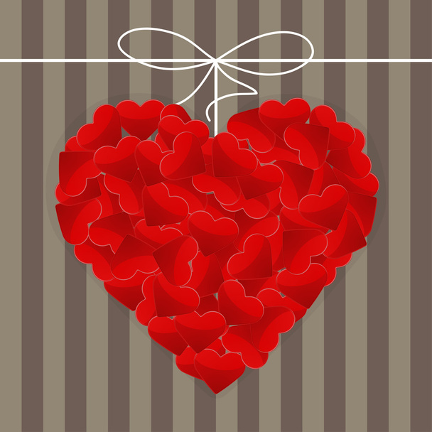 Gran corazón hecho de muchos corazones rojos pequeños
 - Vector, Imagen