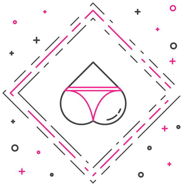 Lijn Vrouwenbuit in hartvorm met slipje erop pictogram geïsoleerd op witte achtergrond. Erotische lingerie. Kleurrijk concept. Vector Illustratie - Vector, afbeelding