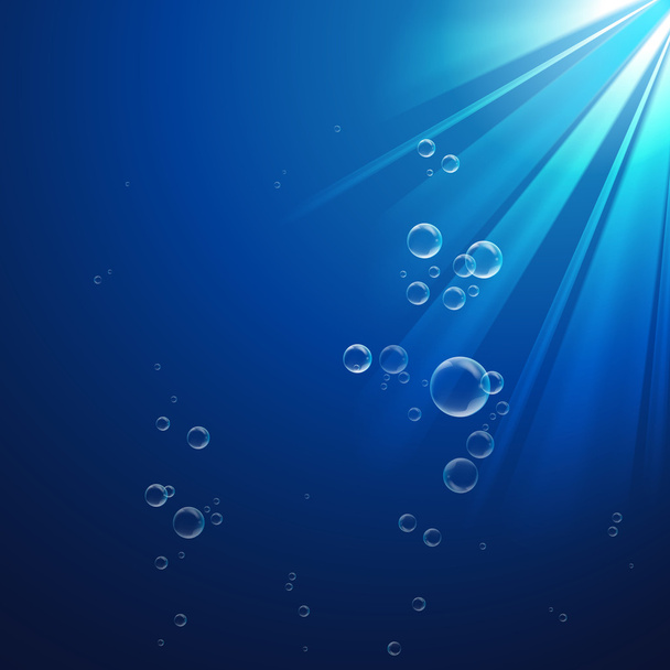 Scène sous-marine avec bulles et rayons lumineux
 - Vecteur, image