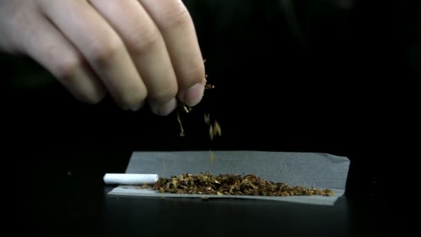 verspreiding van tabak over het rollen papier met filter - Video