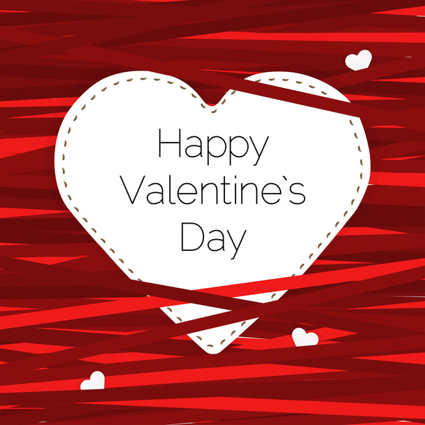 Card Valentine Day with heart and ribbons - Vector, imagen
