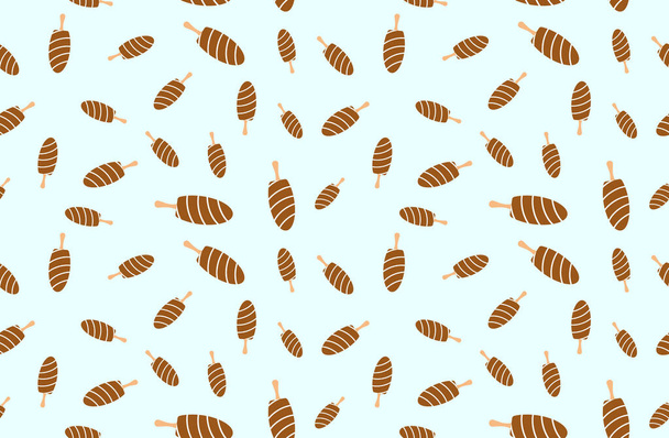 Vector illustration of a seamless pattern with ice cream on a stick on a light background. - Vektor, obrázek