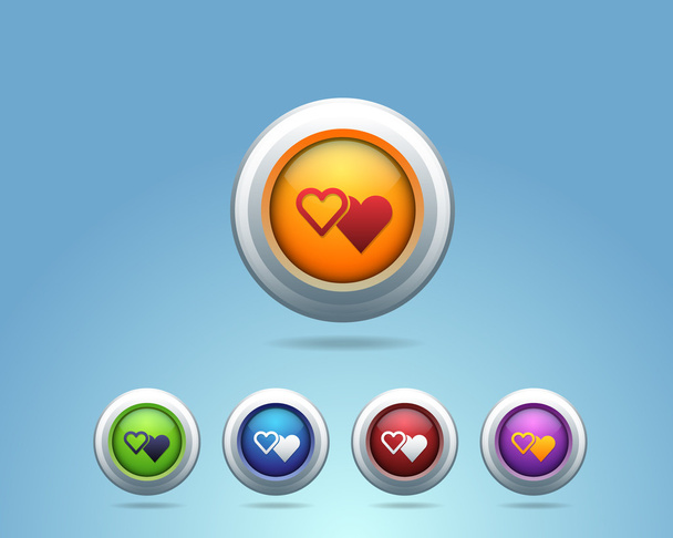 Vector Glossy Love Heart icon - Vektör, Görsel