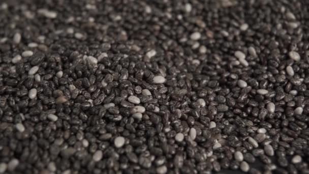 Chia seeds in a heap close-up. Macro shot. - Felvétel, videó