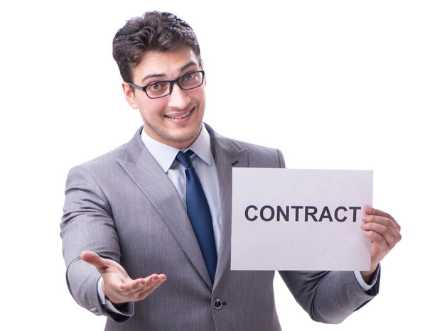 Podnikatel v konceptu pracovní smlouvy izolované na bílém bac - Fotografie, Obrázek