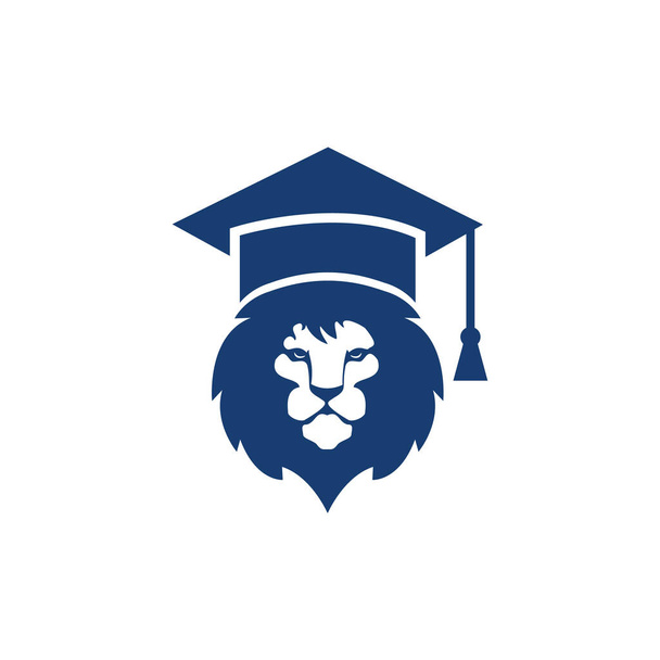 Lion Student Vektor Logo Design. Logokonzept der Löwen-Akademie. - Vektor, Bild