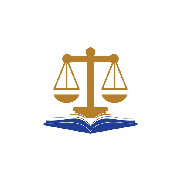 Logodesign für die juristische Ausbildung. Kombination aus Vector Libra und offenem Buch-Logo. - Vektor, Bild