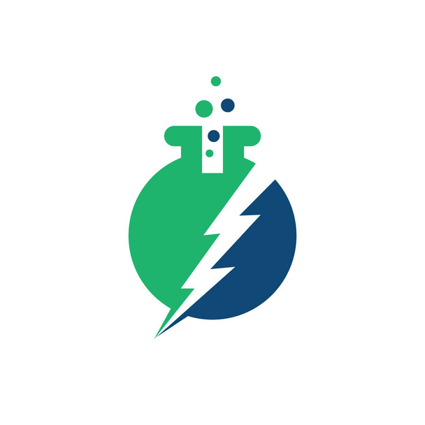 Conception vectorielle de logo de laboratoire Thunder bolt. Logo vectoriel flasque et boulon tonnerre - Vecteur, image