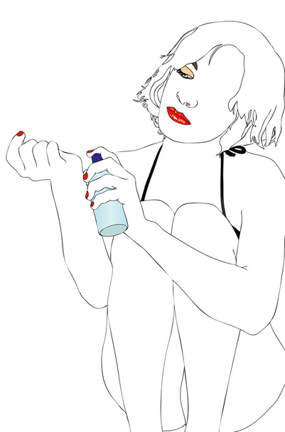 Молода жінка з парфумами
 - Вектор, зображення