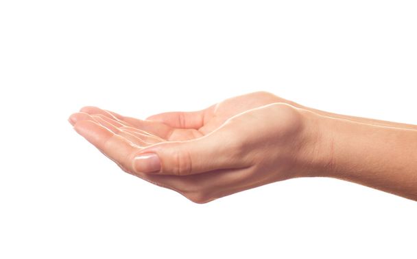Begging human hand on white background - Fotó, kép