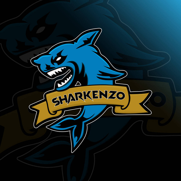 Sharkenzo esport λογότυπο τέλεια για το παιχνίδι της ομάδας σας, ποδόσφαιρο, μπέιζμπολ, κλπ - Διάνυσμα, εικόνα