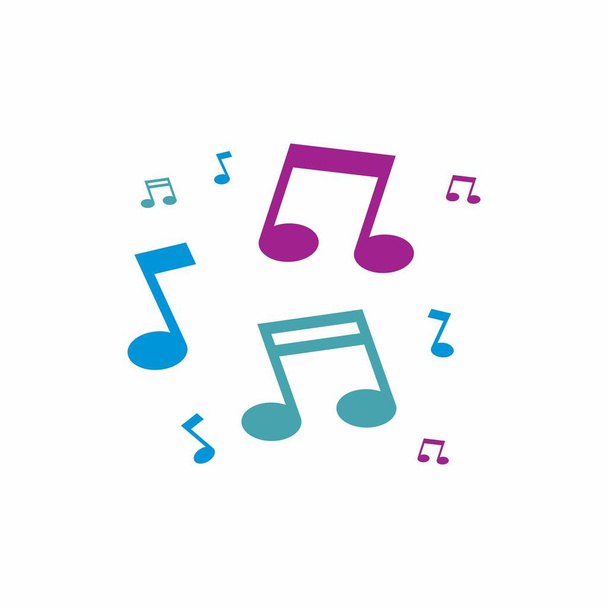 Colorful music notes simple icon compilation, with simple flat design - Vector, imagen