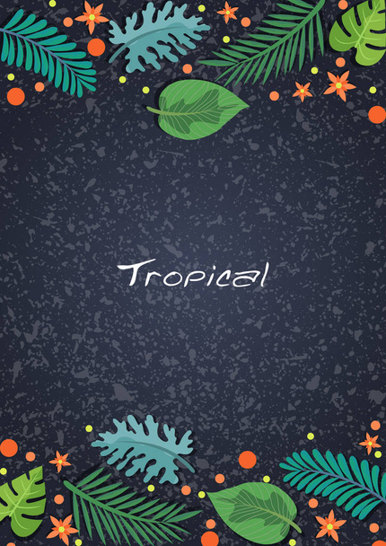 Тропічні листя саду на темному фоні рамка вектор для прикраси на літній святковій вечірці
. - Вектор, зображення