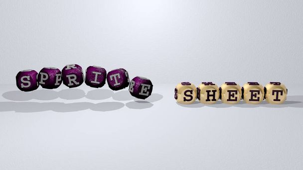 комбінація SPRITE SHEET, побудована кубічними літерами з верхньої точки зору, відмінно підходить для презентації концепції. ілюстрація та анімація
 - Фото, зображення